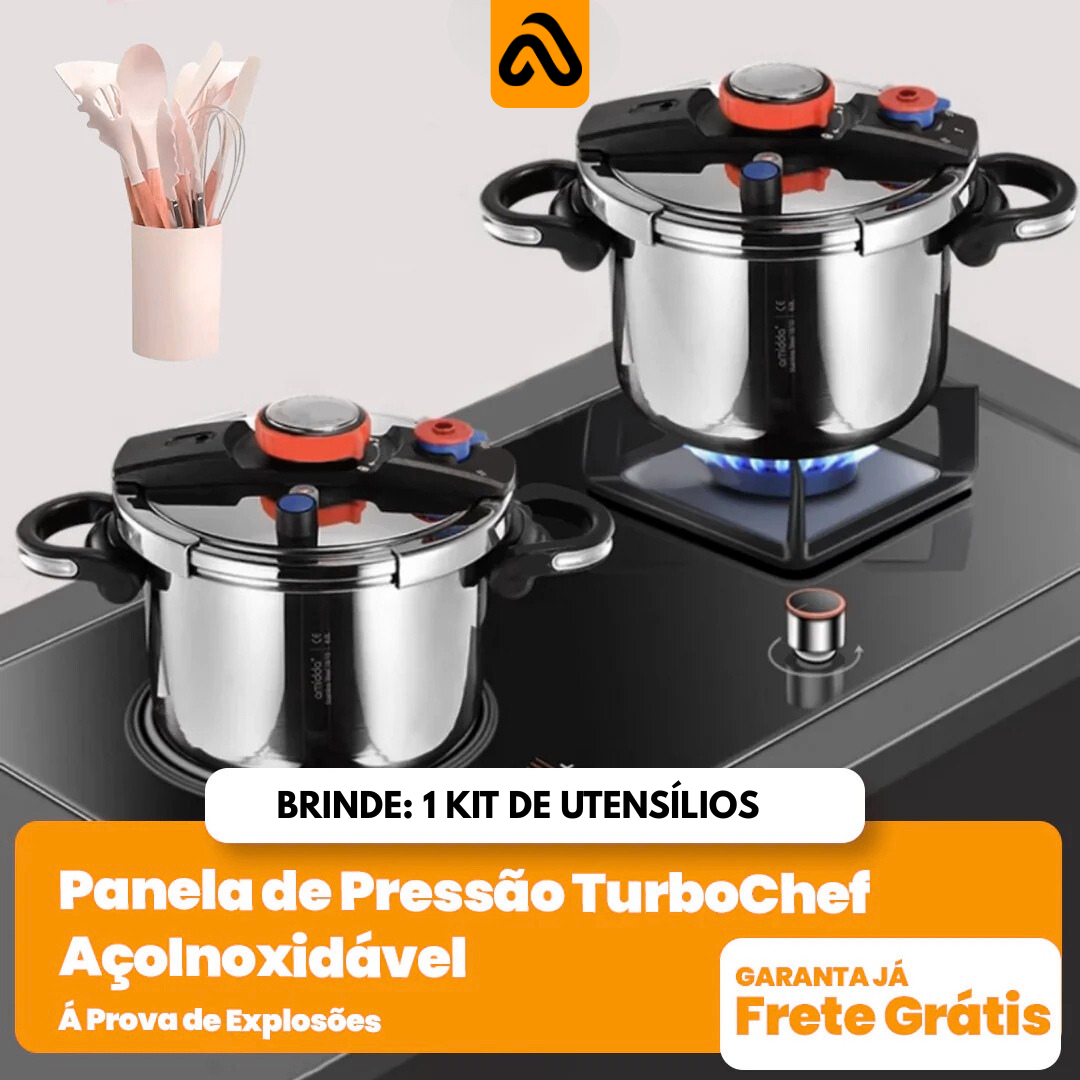 Panela de Pressão TurboChef Aço Inoxidável - Á Prova de Explosões + Brinde: Kit Utensílios