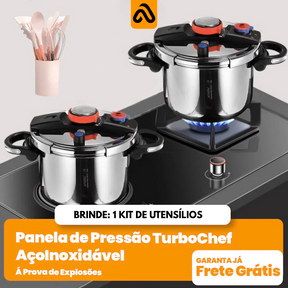 Panela de Pressão TurboChef Aço Inoxidável - Á Prova de Explosões + Brinde: Kit Utensílios